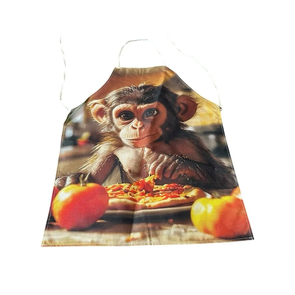 NEW novelty adult ONE SIZE apron full‎ coverage canvas funny MONKEY PIZZA
